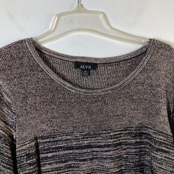 Womens‎ Alyx Round Neck Sparkley Knit Sweater Long Sleeve Black Gold 3X - Picture 4 of 8